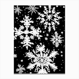Intricate, Snowflakes, Black & White 4 Canvas Print