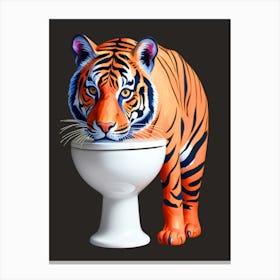 Tiger On Toilet Canvas Print