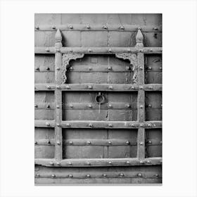 Black And White Photograph Of A Door Canvas Print