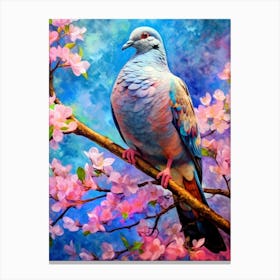 Pigeon In Blossom bird animal Canvas Print