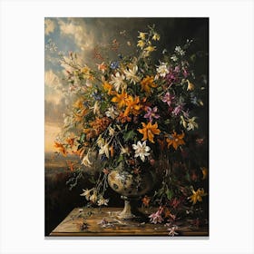 Baroque Floral Still Life Columbine 3 Canvas Print