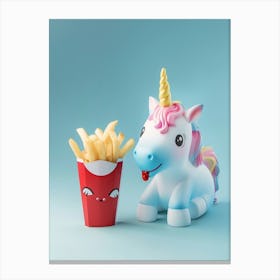 Toy Unicorn Eating Fries Canvas Print