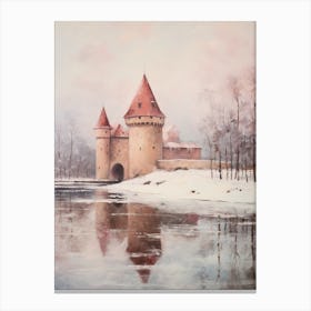Dreamy Winter Painting Trakai Castle Lithuania 1 Canvas Print
