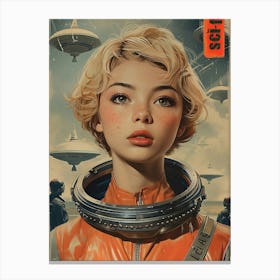 Cute girl wearing a space suit Canvas Print