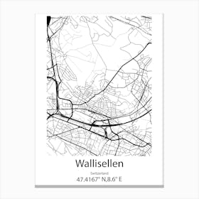 Wallisellen,Switzerland Minimalist Map Canvas Print