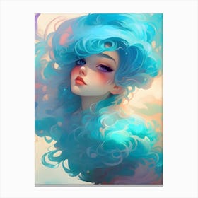 Blue Haired Girl ~ Reimagined 1 Canvas Print