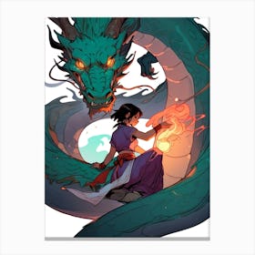 Dragon And A Girl Canvas Print