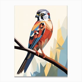 Colourful Geometric Bird American Kestrel 1 Canvas Print