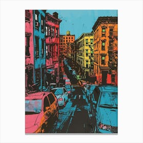 Lower East Side New York Colourful Silkscreen Illustration 3 Canvas Print