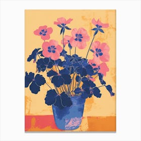 Geranium Flowers On A Table   Contemporary Illustration 4 Canvas Print