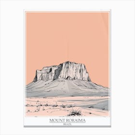 Mount Roraima Venezuela Brazil Color Line Drawing 6 Poster Canvas Print