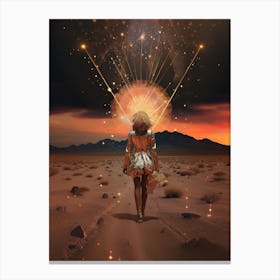 Woman roaming a cosmic desert 6 Canvas Print