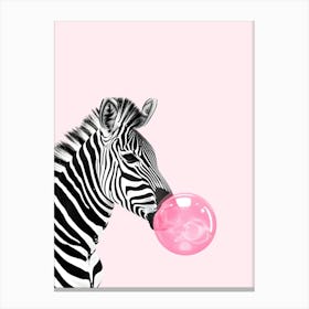 Fun Maximalist Zebra Bubble Gum Art Print Canvas Print