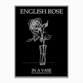 English Rose In A Vase Line Drawing 4 Poster Inverted Canvas Print