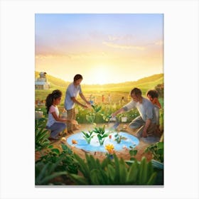 Conceptual Illustration Capturing The Essence Of Community Support In A No Waste Circular Economy (1) Canvas Print