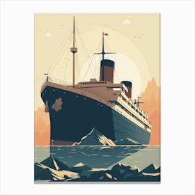 Titanic Ship Sunset Minimalist 2 Canvas Print