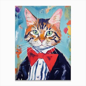 Cat In A Suit Painting Canvas Print