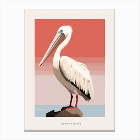 Minimalist Brown Pelican 2 Bird Poster Canvas Print