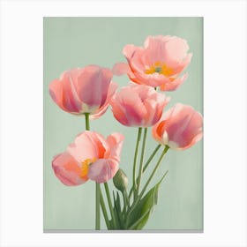 Bunch Of Tulips Flowers Acrylic Painting In Pastel Colours 12 Canvas Print
