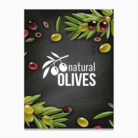 Natural Olives - olives poster, kitchen wall art Canvas Print