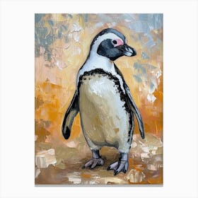 African Penguin Gold Harbour Oil Painting 1 Canvas Print