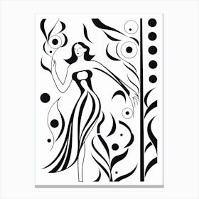 Line Art Inspired By The Joy Of Life By Matisse 4 Canvas Print