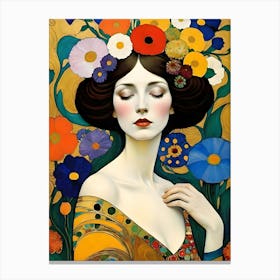 Woman With Flowers 1 Canvas Print