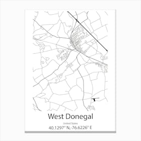 West Donegal,United States Minimalist Map Stampe su tela