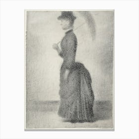 Woman Walking With A Parasol, Georges Seurat Canvas Print
