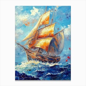 Sailboat In Sea Canvas Print