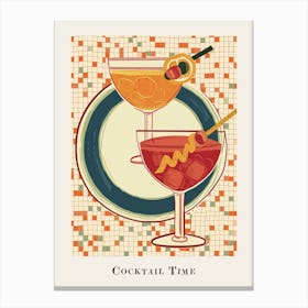 Cocktail Time Tile Watercolour Poster 7 Canvas Print