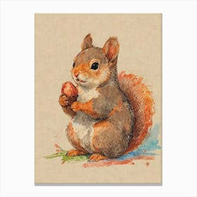 Squirrel Eating Acorn Canvas Print