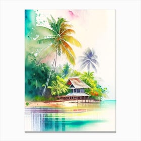 Siargao Island Philippines Watercolour Pastel Tropical Destination Canvas Print