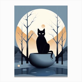 Black cat in the forest 1 Canvas Print