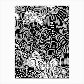 Wavy Sketch In Black And White Line Art 21 Canvas Print