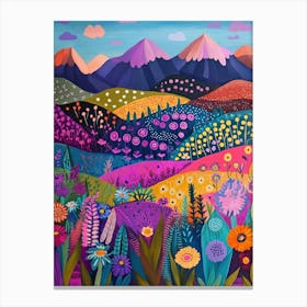 Colorful Landscape With Mountain and Flowers 12 Canvas Print