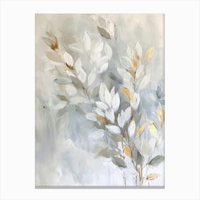 White And Gold Leaves 1 Canvas Print