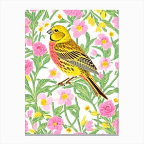 Yellowhammer 3 William Morris Style Bird Canvas Print