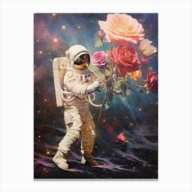 Astronaut With A Bouquet Of Flowers 9 Canvas Print