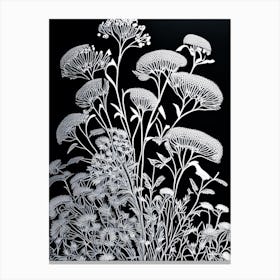 Queen Anne's Lace Wildflower Linocut 1 Canvas Print