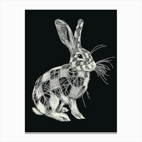 Checkered Giant Rabbit Minimalist Illustration 4 Canvas Print