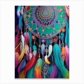 Bohemian Inspired whimsical multi-colored Dreamcatcher Series - 1 Canvas Print