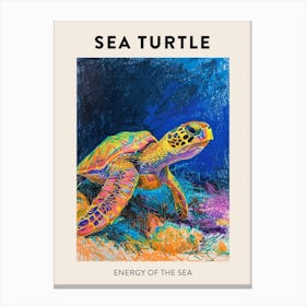 Sea Turtle On The Ocean Floor Pencil Doodle Poster 4 Canvas Print
