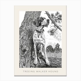 Treeing Walker Hound Line Sketch 2 Poster Canvas Print