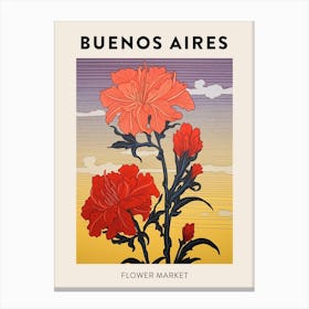 Buenos Aires Argentina Botanical Flower Market Poster Canvas Print
