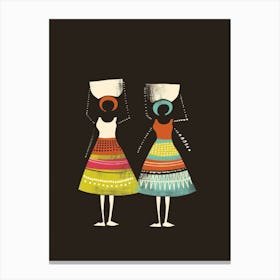 Two Women Holding Baskets Canvas Print