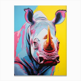 Rhino Pop Art Yellow Blue Pink 3 Canvas Print