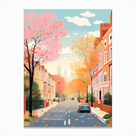 London Street In Autumn Fall Travel Art 2 Canvas Print