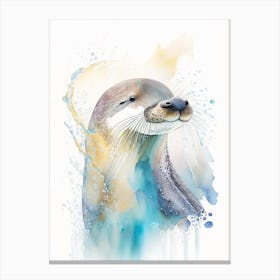 Southern Sea Otter Dolphin Storybook Watercolour  (1) Canvas Print