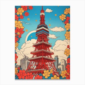 Tokyo Tower, Japan Vintage Travel Art 2 Canvas Print